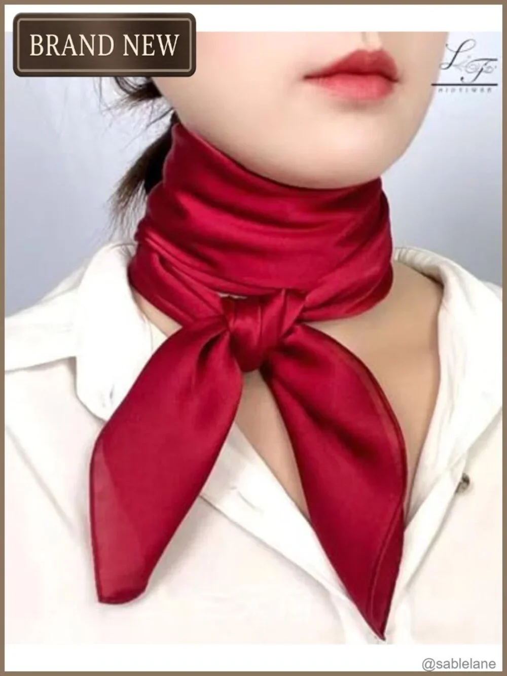 Satin Square Scarf for Women Solid Emulation Silk Handkerchief Hair Ribbon